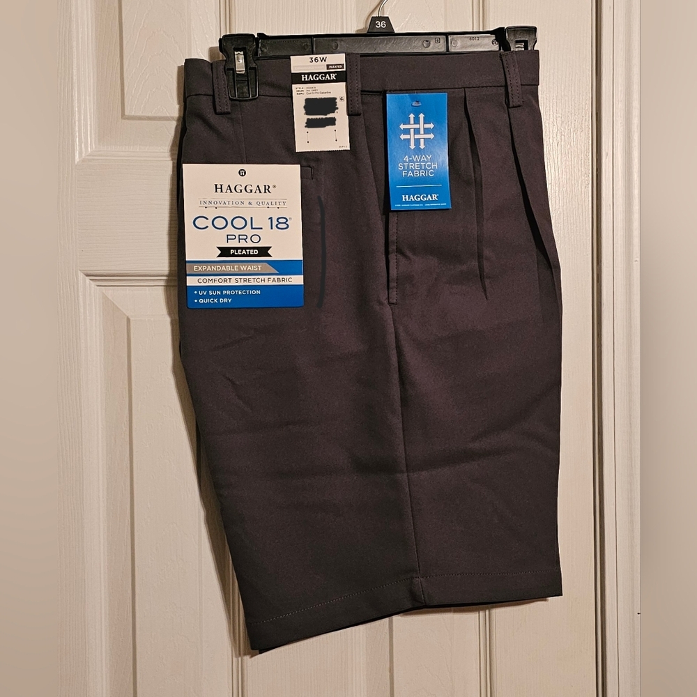 Haggar Men's Cool 18 Pro Pleated Shorts - Black